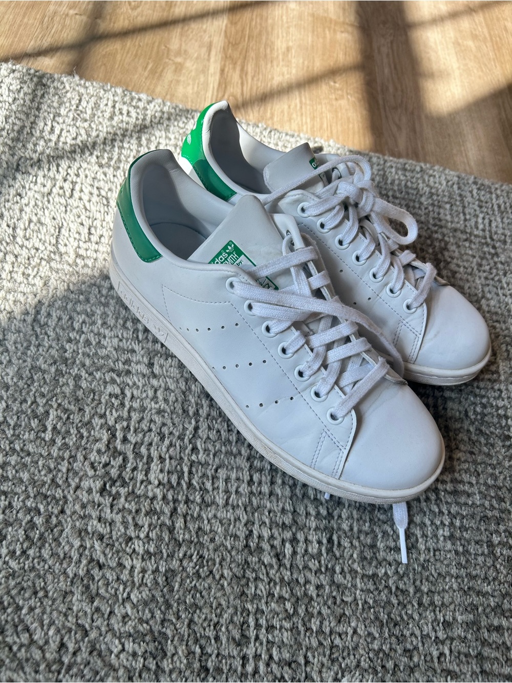 adidas Stan Smith White Leather Sneakers Primegreen